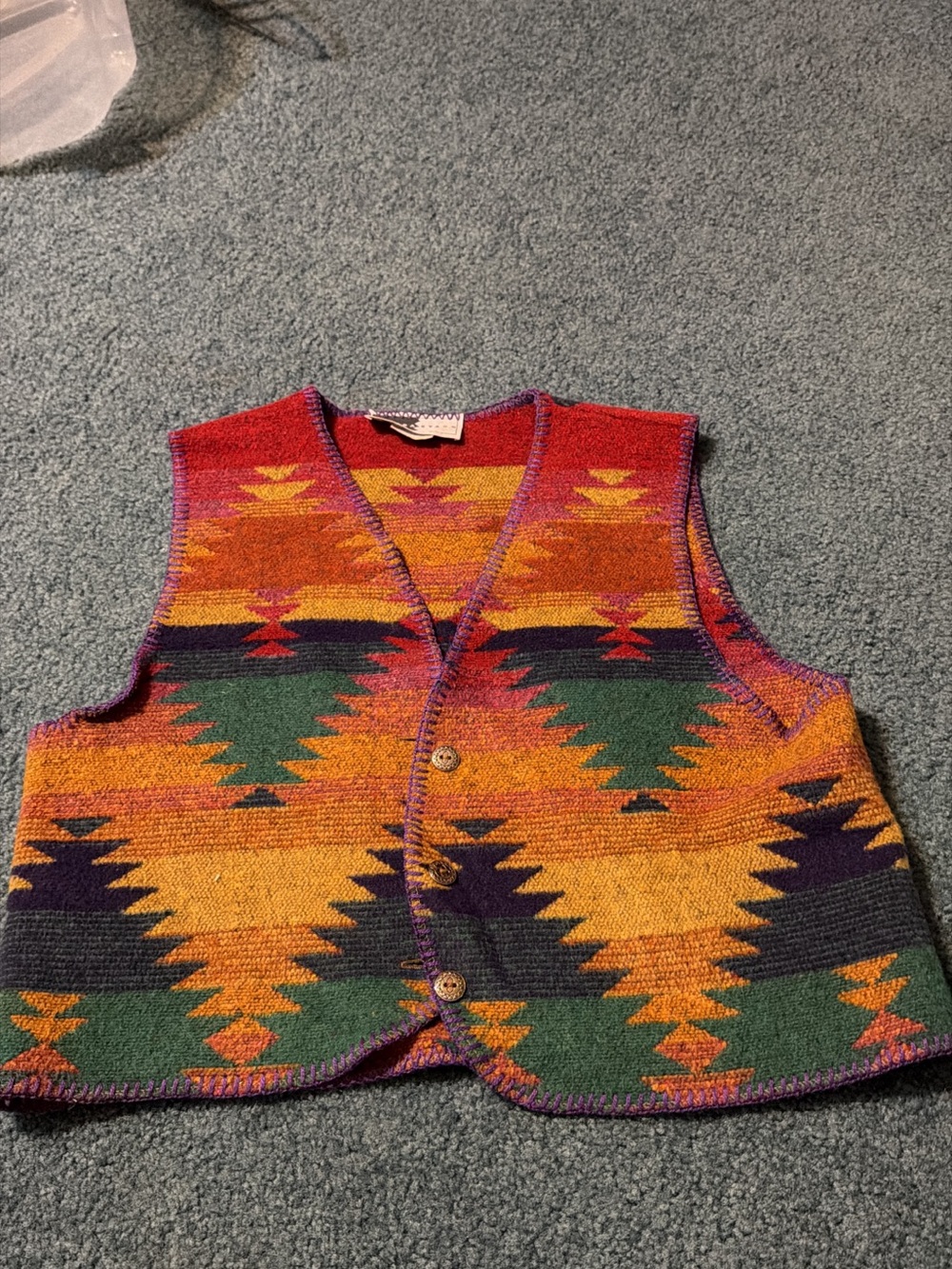 Vintage Colorful Aztec Knit Vest - Multicolor Women’s Sweater Vest